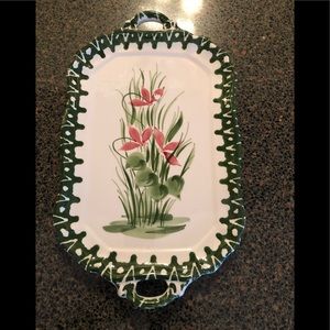 Zanolli Hand Painted Serving Tray W/ Handles~Italy